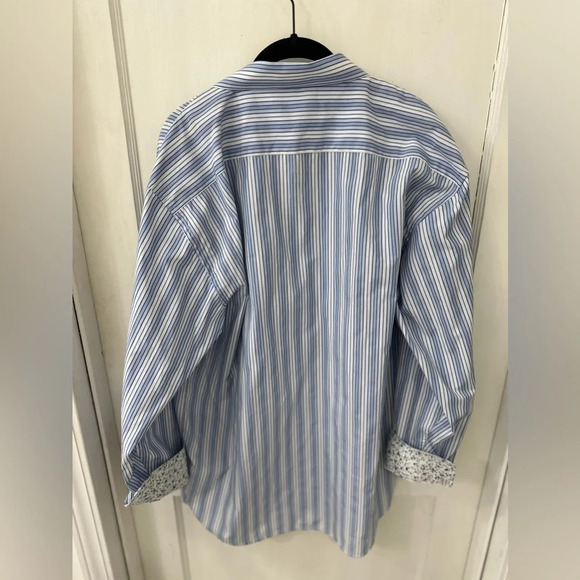 Bogari Men's Size XL Button Up Long Sleeve Shirt Strips‎ with Floral Accents - Picture 12 of 12